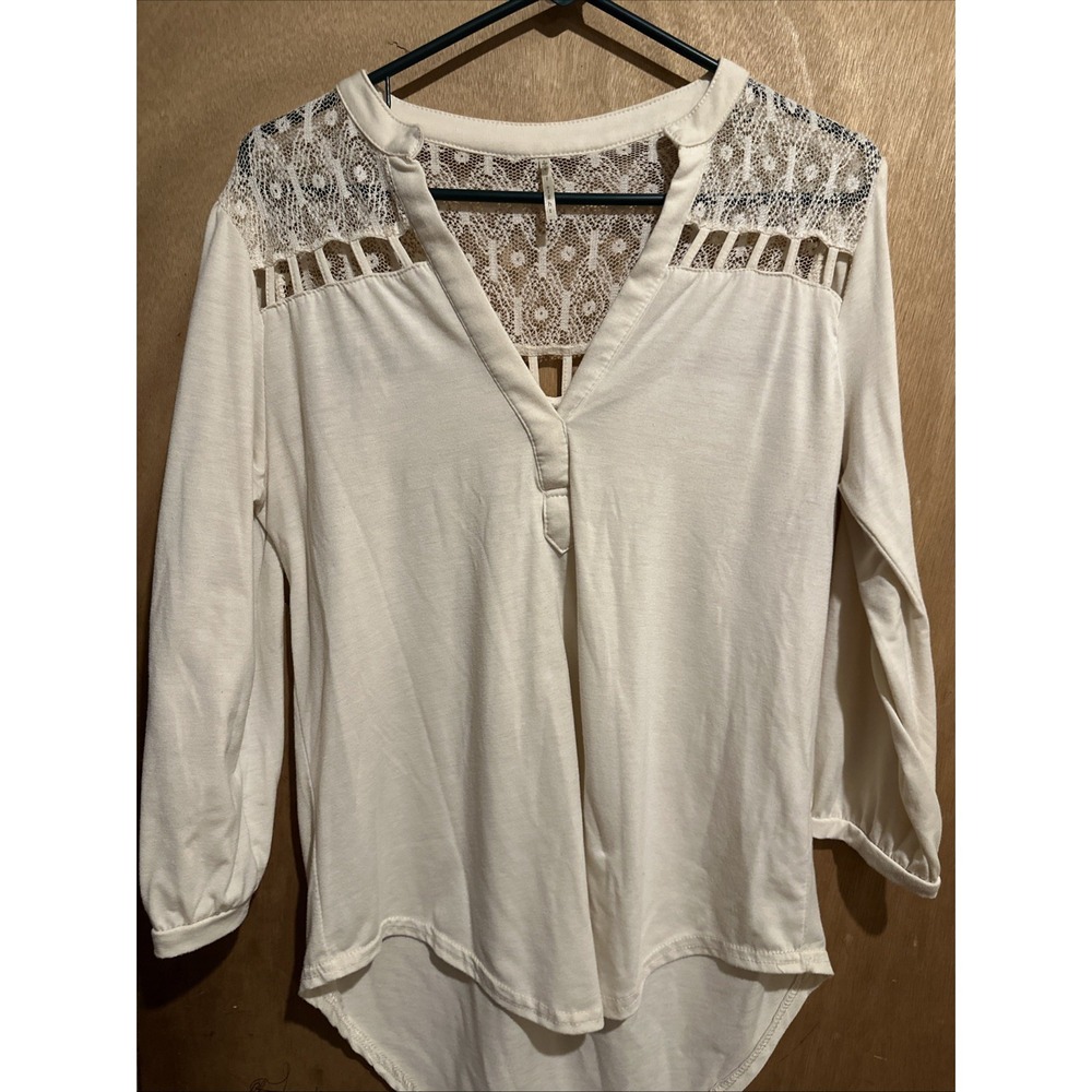 Nine 1 Eight  Women's Top Long Sleeve Size L White Lace